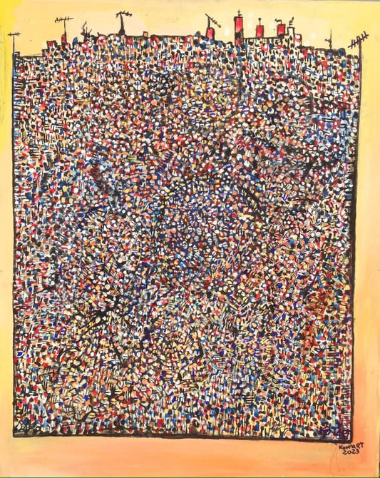 "Cas Mais Les On" by Moussa Koné, Original Wax Tissue Collage, Contemporary Art, Wall Art