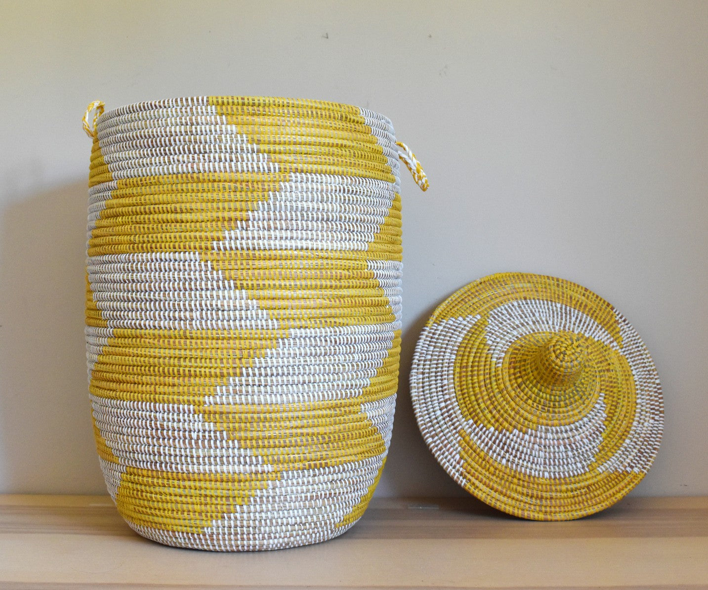 African Extra-Large Woven Basket, Senegal Laundry Basket/Hamper, Storage Basket, 30" Tall/18" Diameter