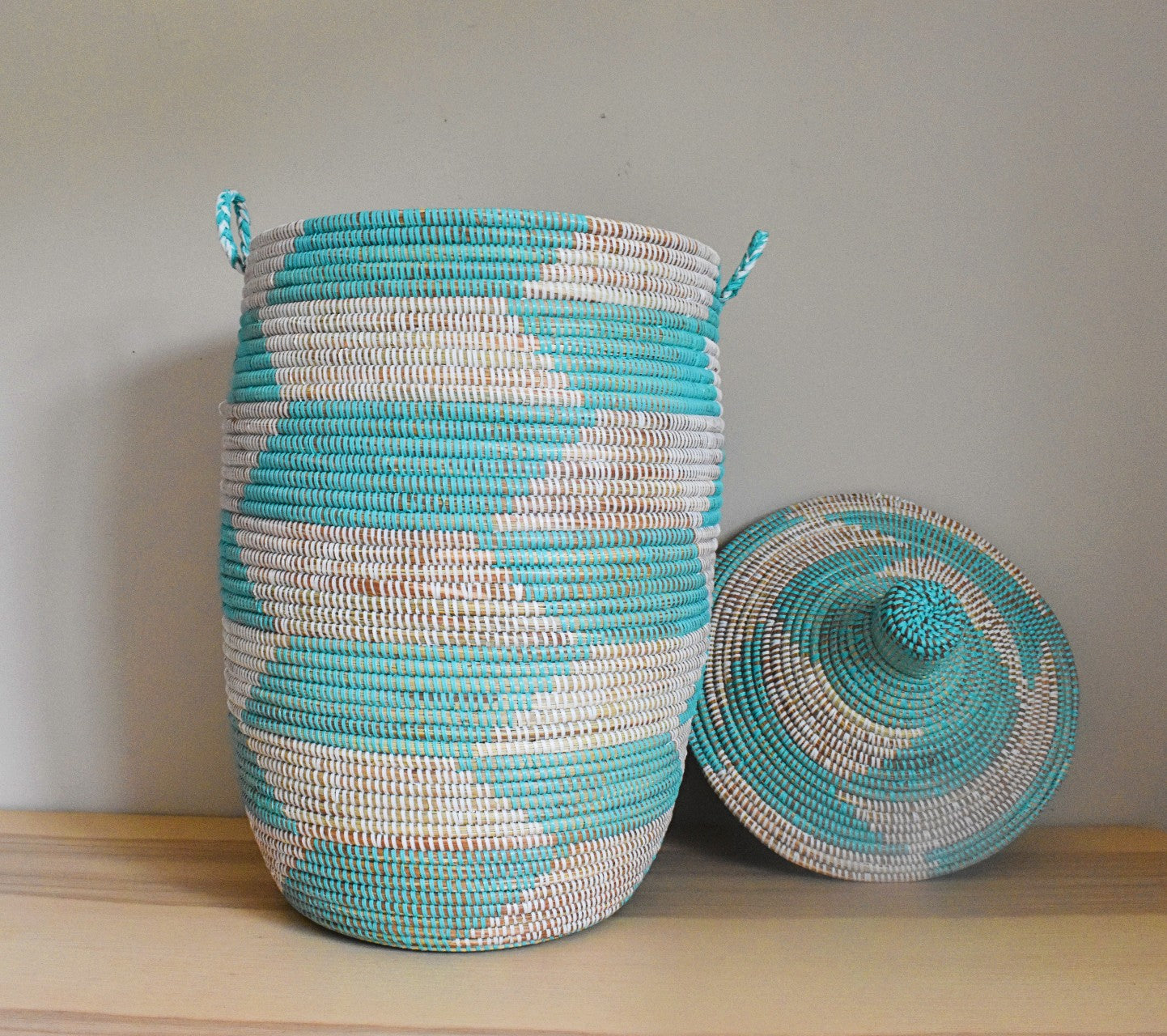 African Extra-Large Woven Basket, Senegal Laundry Basket/Hamper, Storage Basket, 30" Tall/18" Diameter