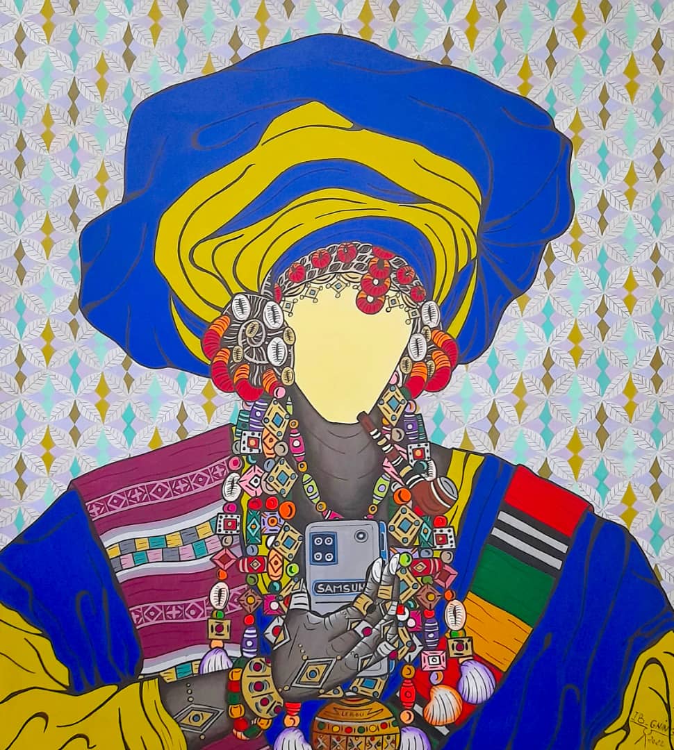 "Wanema", Original Acrylic Painting by Senegal Painter Ibrahima Gningue, African Art