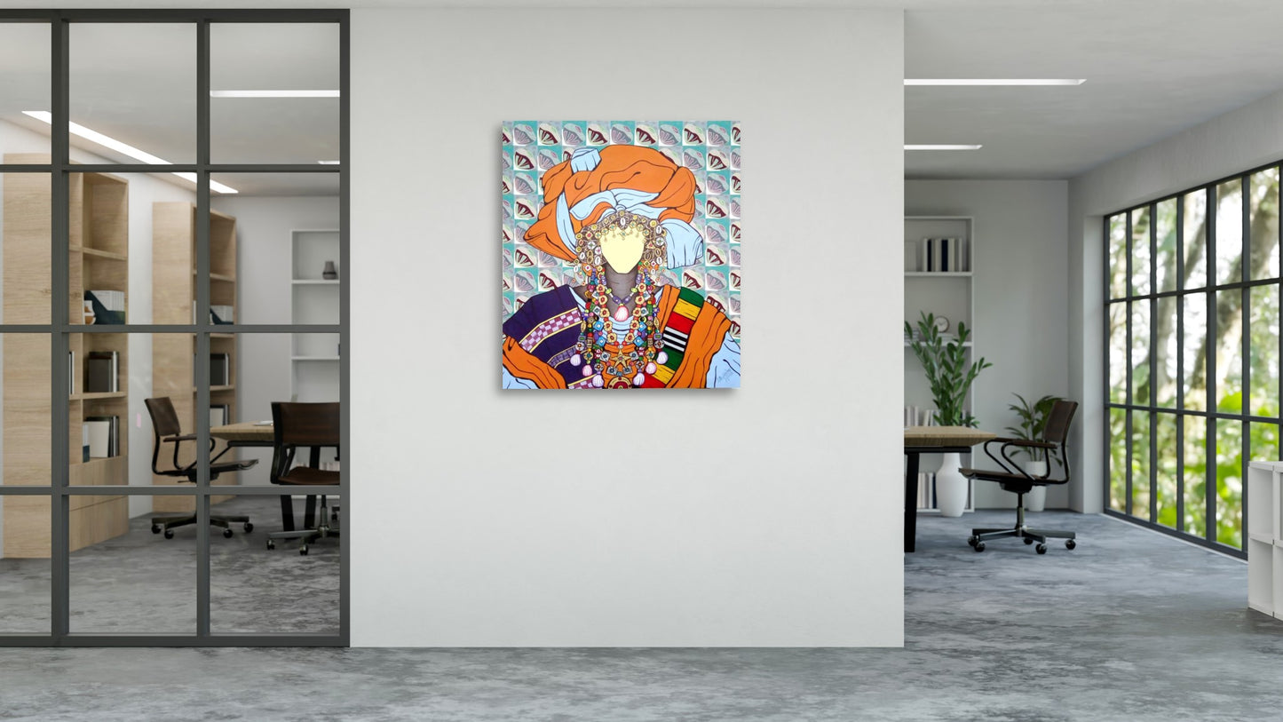 "Goumbelene", Original Acrylic Painting by Senegal Painter Ibrahima Gningue, African Art