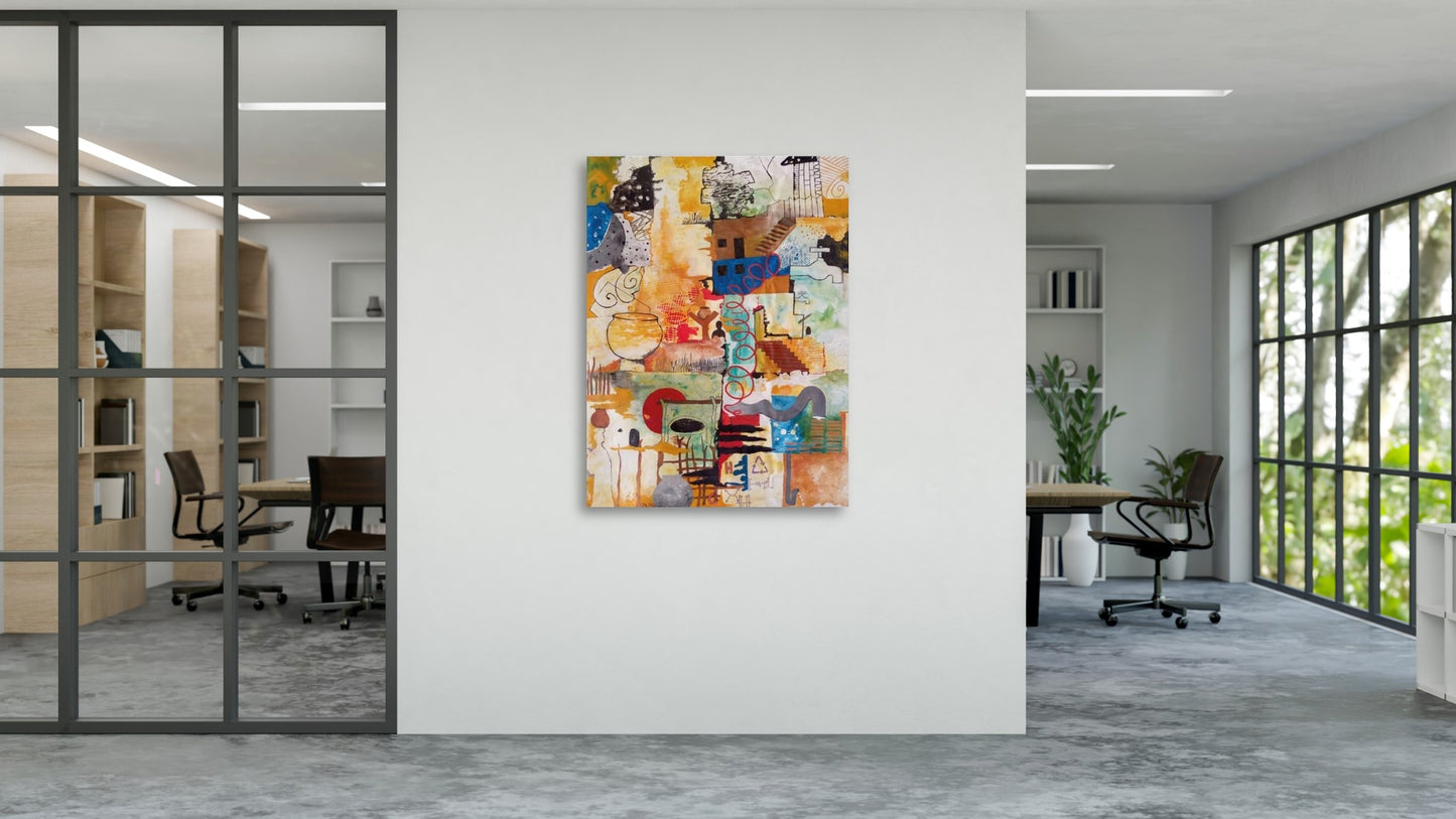 "Source" by Ousmane Aw, Original Acrylic Painting, African Painting, Contemporary Art, Wall Art