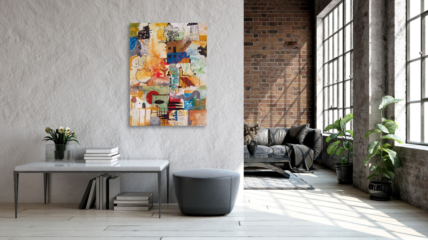 "Source" by Ousmane Aw, Original Acrylic Painting, African Painting, Contemporary Art, Wall Art
