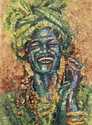 "Senegalaise (Senegalese Woman)" by Al Seck, Oil Painting, African Art