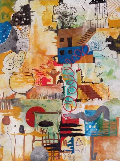 "Source" by Ousmane Aw, Original Acrylic Painting, African Painting, Contemporary Art, Wall Art