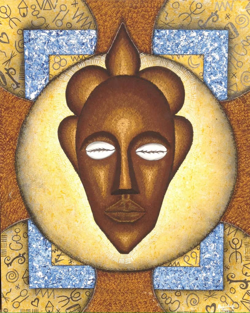 "Sacred Face" by Abdoulaye Ndiaye, Original Acrylic Painting, African Painting, Contemporary Art, Wall Art