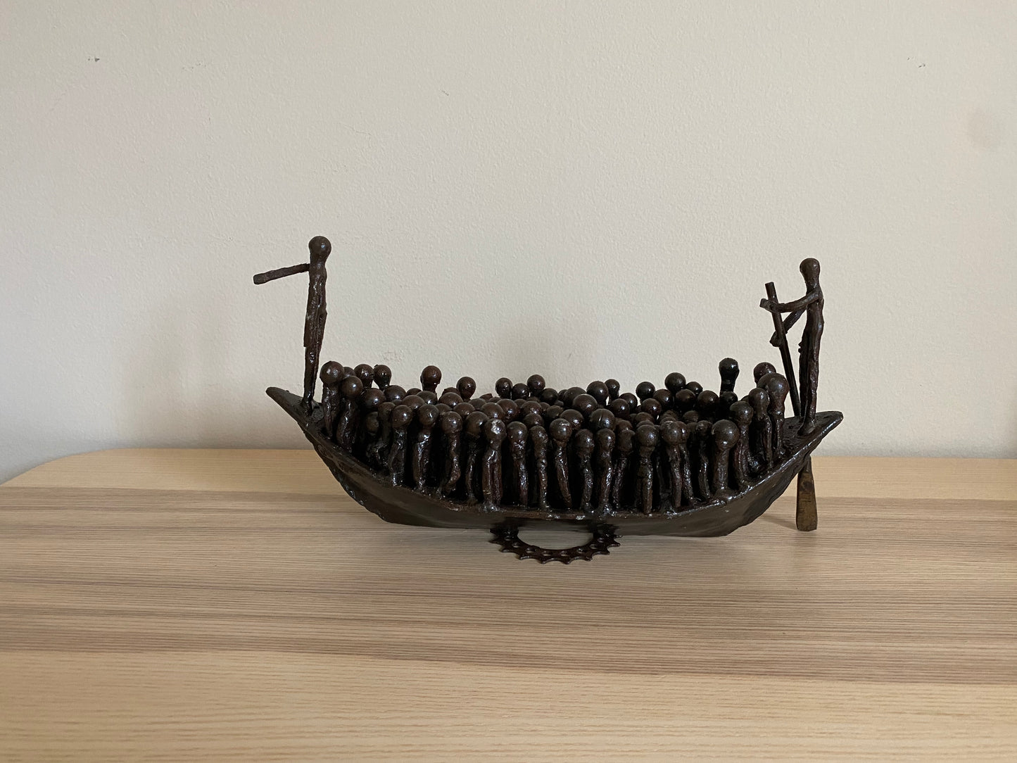 African Boat Sculpture, Senegal Pirogue Metal Sculpture, Made with Recycled Materials