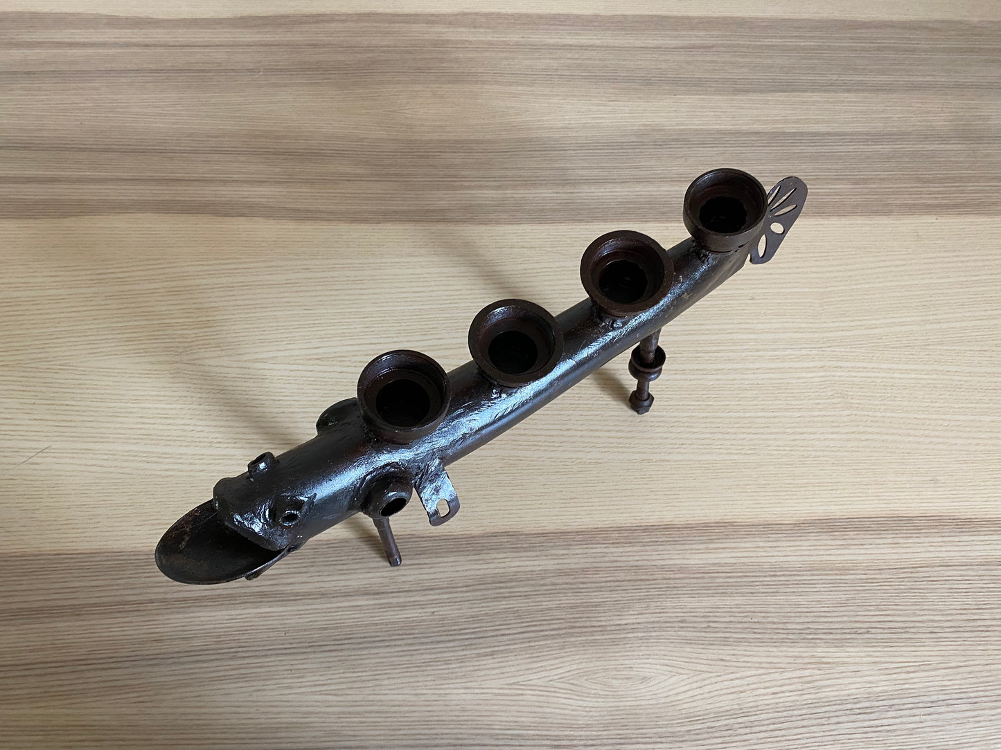 African Fish Candleholder, Senegal Metal Sculpture, Made with Recycled Materials