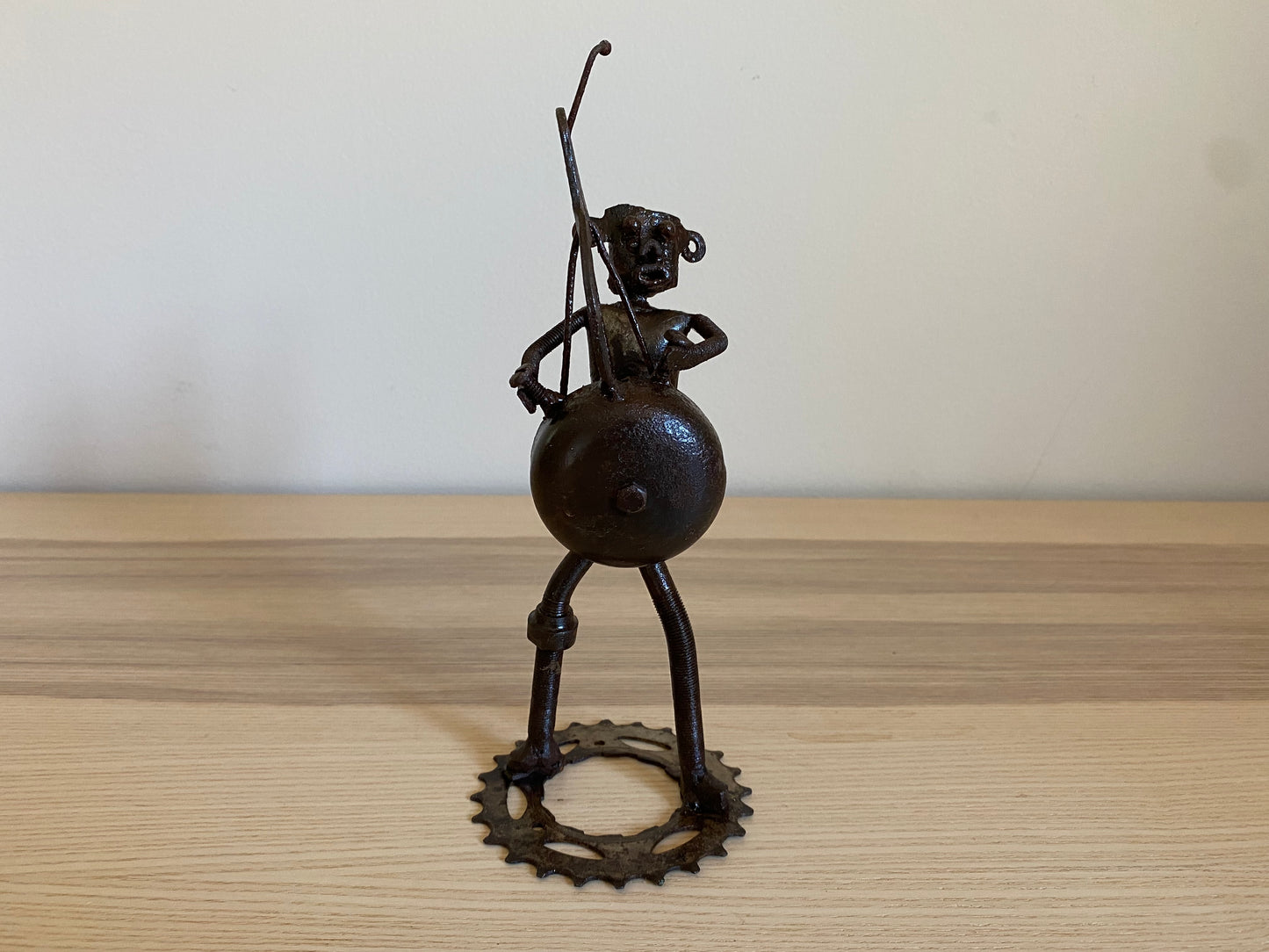 African Musician Sculptures, Senegal Metal Statue, Made with Recycled Materials