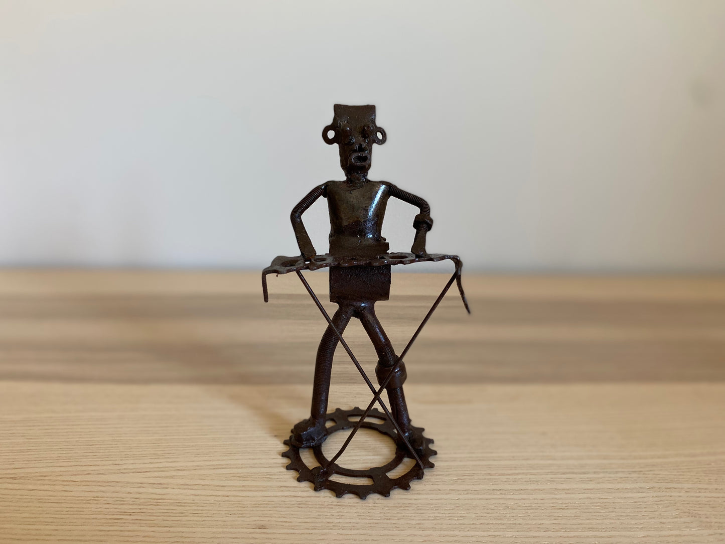 African Musician Sculptures, Senegal Metal Statue, Made with Recycled Materials