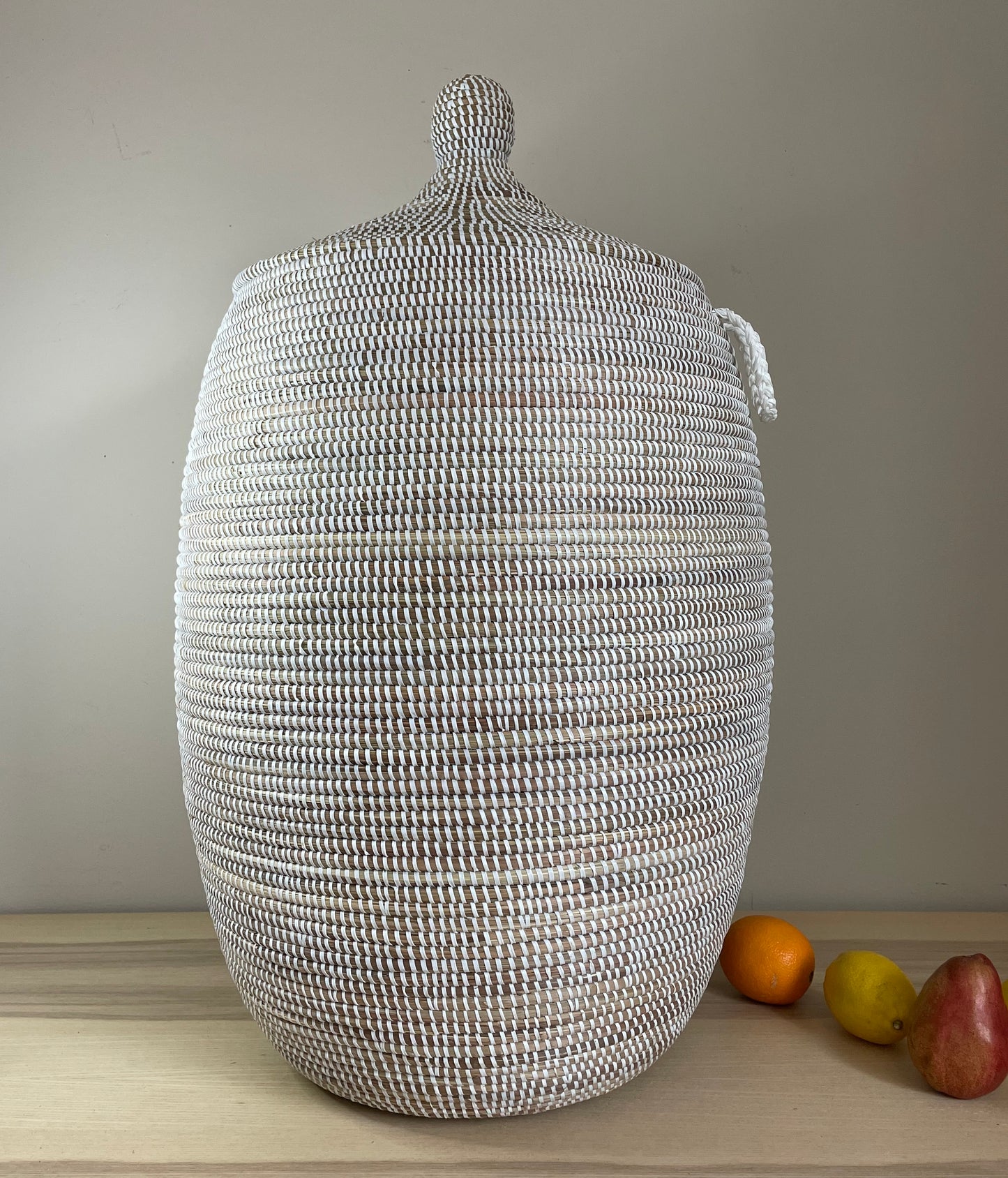 African Extra-Large Woven Basket, Senegal Laundry Basket/Hamper, 31" Tall/18" Diameter