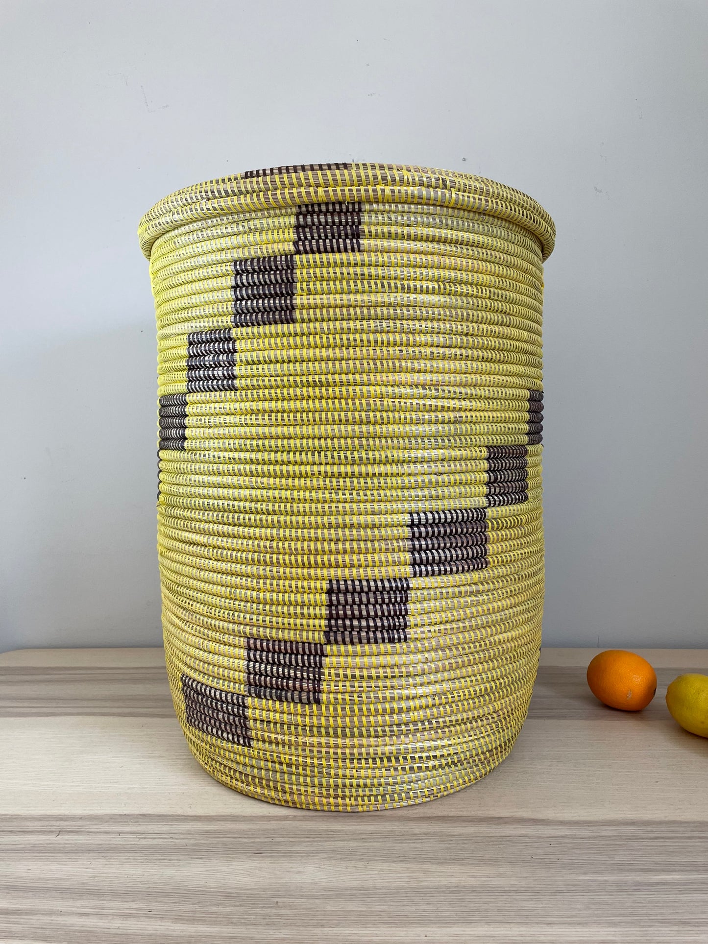 African Extra-Large Woven Basket, Senegal Laundry Basket/Hamper, 24" Tall/18" Diameter