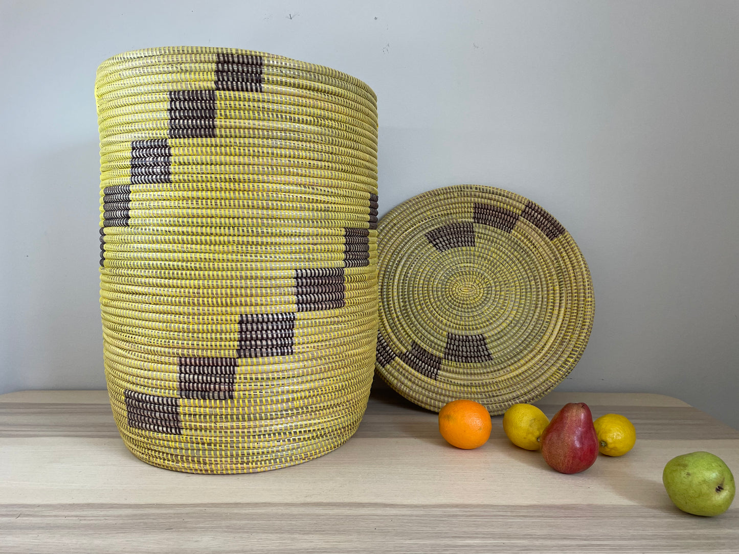 African Extra-Large Woven Basket, Senegal Laundry Basket/Hamper, 24" Tall/18" Diameter