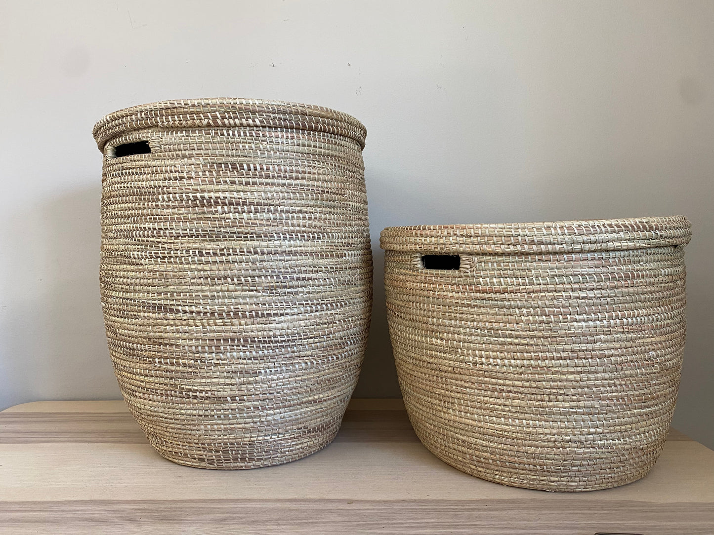 African Extra-Large Woven Basket, Senegal Laundry Basket/Hamper, 23" Tall/18" Diameter