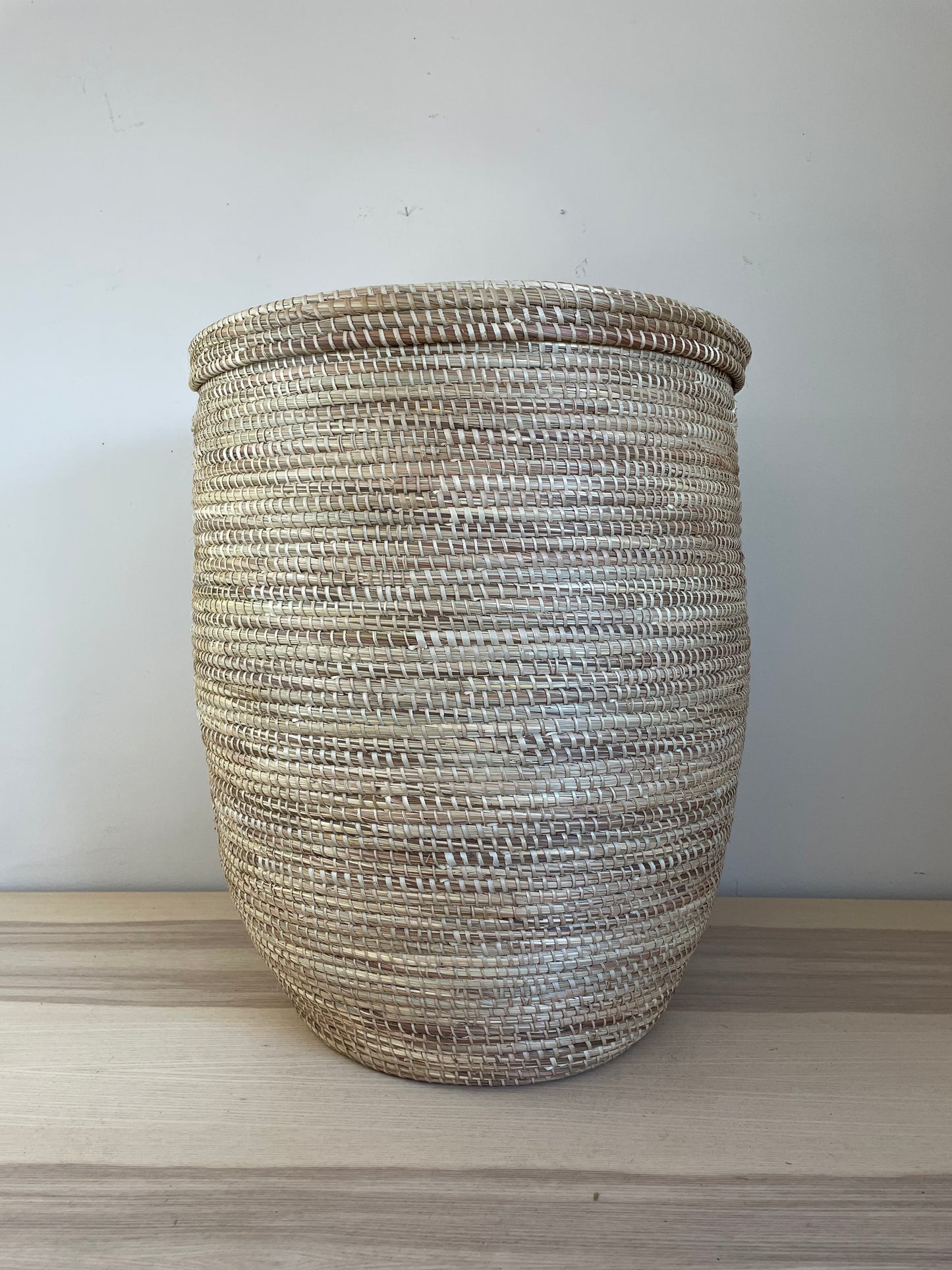 African Extra-Large Woven Basket, Senegal Laundry Basket/Hamper, 23" Tall/18" Diameter