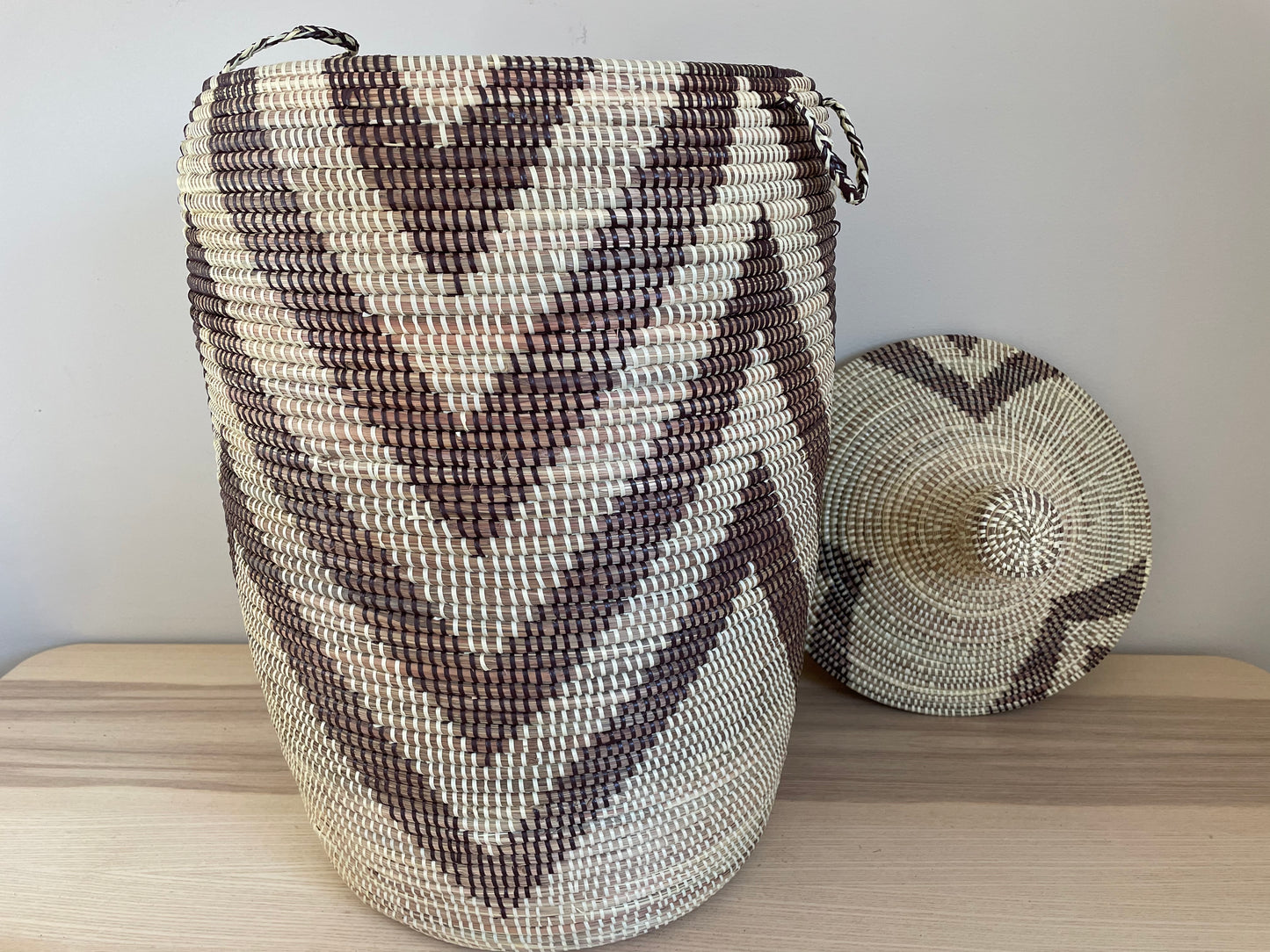 African Extra-Large Woven Basket, Senegal Laundry Basket/Hamper, storage basket, 33" Tall/18" Diameter