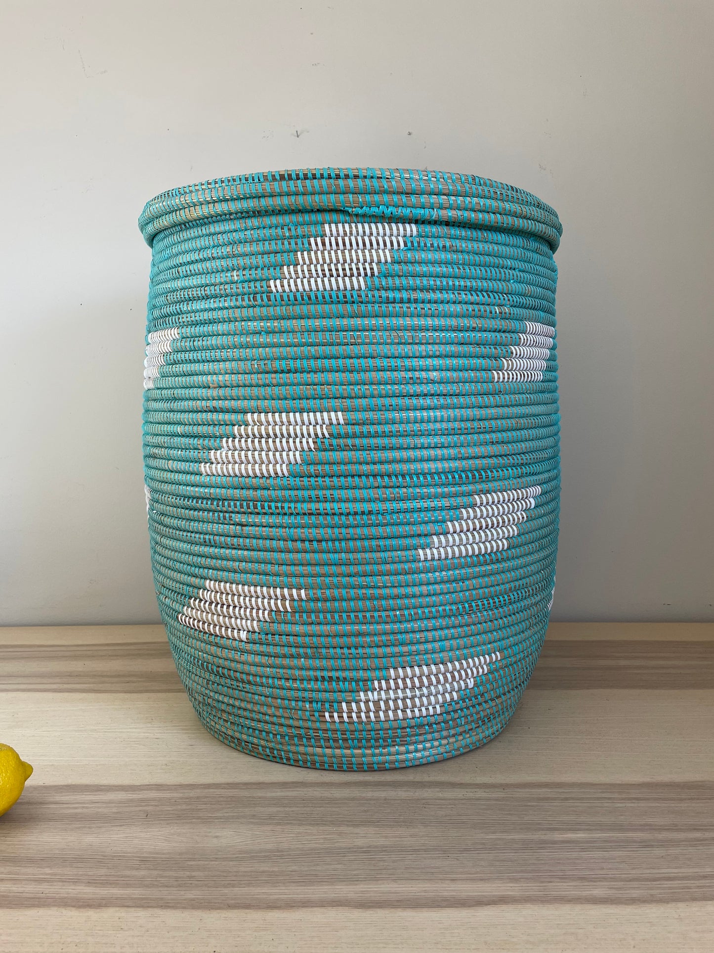 African Extra-Large Woven Basket, Senegal Laundry Basket/Hamper, 23" Tall/18" Diameter