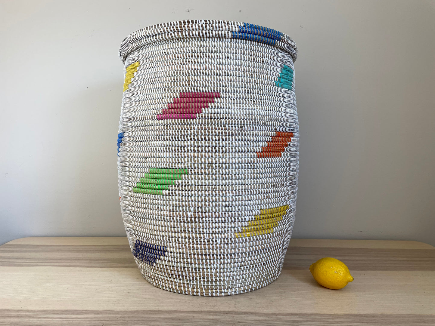 African Extra-Large Woven Basket, Senegal Laundry Basket/Hamper, storage basket, 23" Tall/18" Diameter