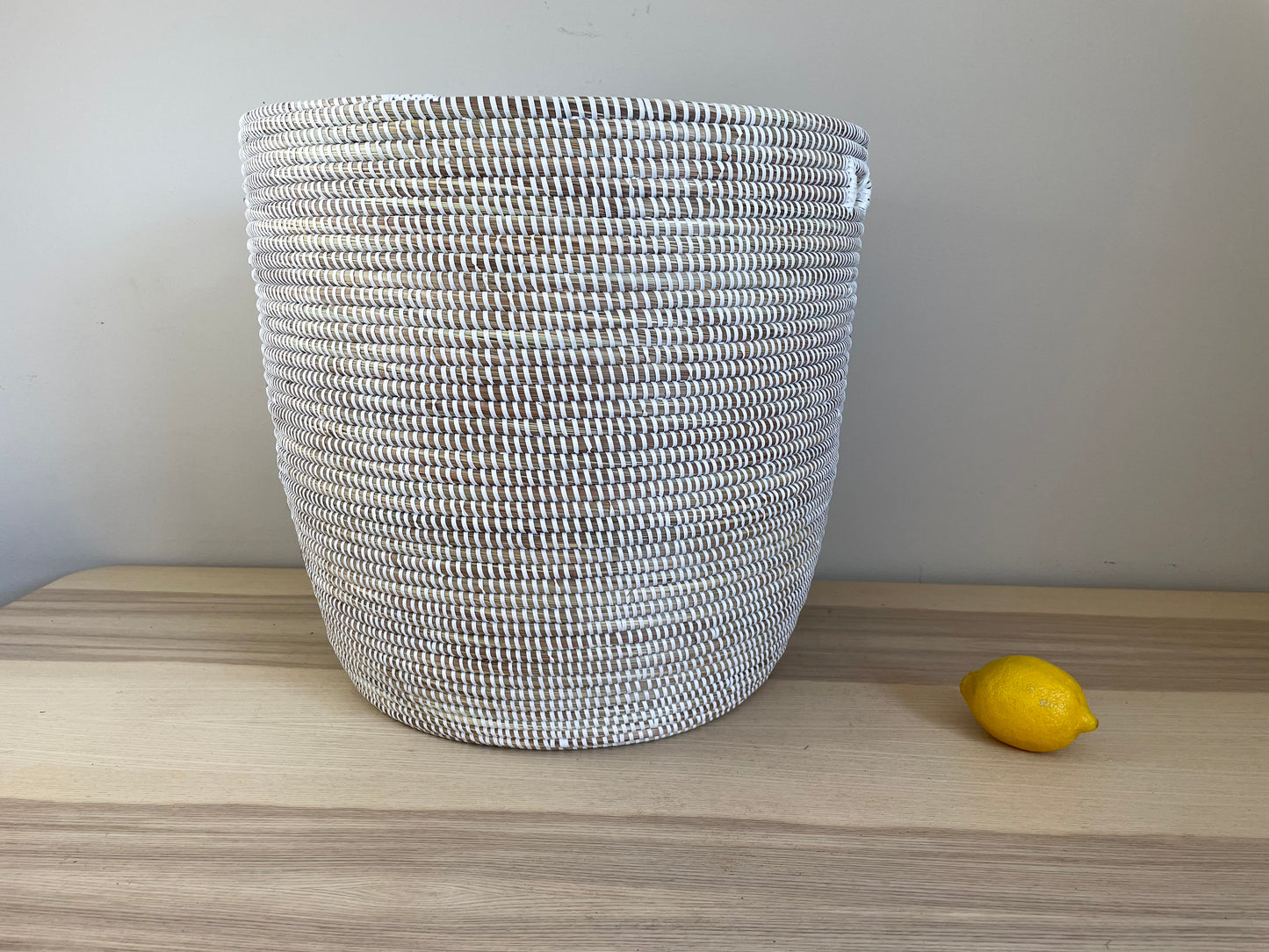 African Large Woven Basket, Senegal Laundry Basket/Hamper, storage basket, 19" Tall/19" Diameter