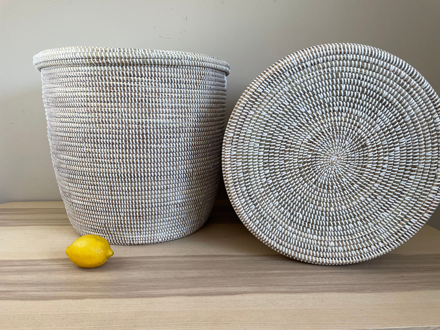 African Large Woven Basket, Senegal Laundry Basket/Hamper, storage basket, 19" Tall/19" Diameter