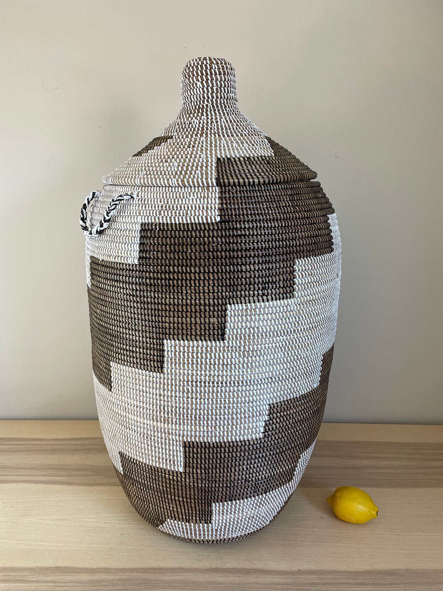 African Extra-Large Woven Basket, Senegal Laundry Basket/Hamper, storage basket, 34" Tall/18" Diameter