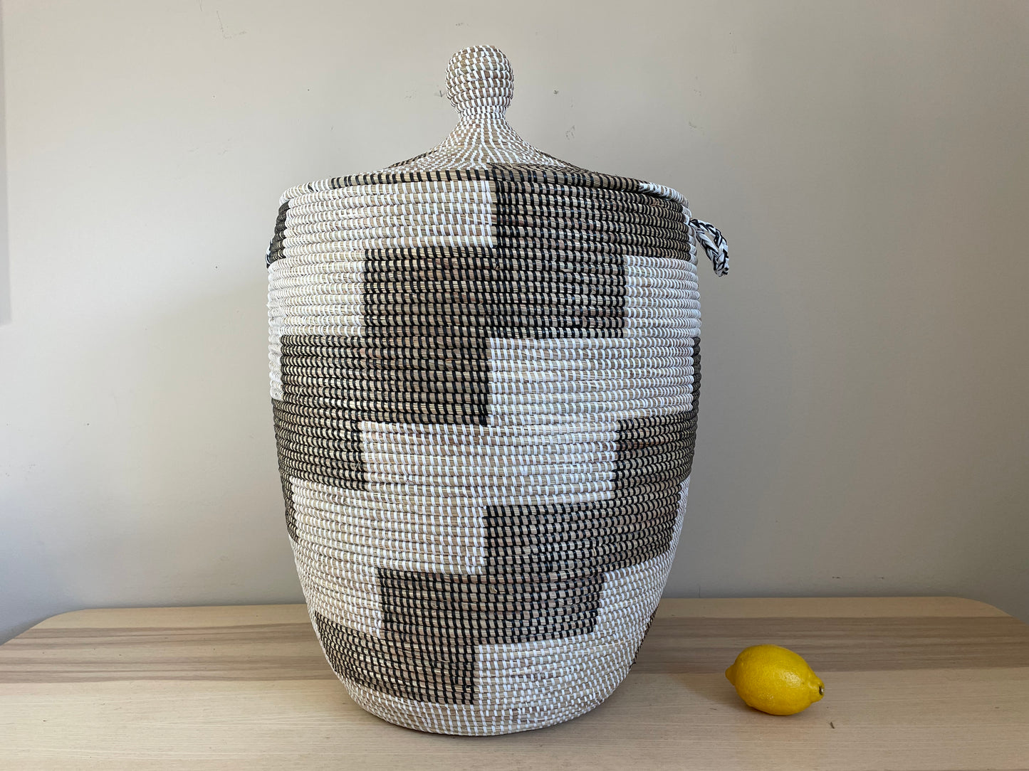 African Extra-Large Woven Basket, Senegal Laundry Basket/Hamper, storage basket, 28" Tall/18" Diameter