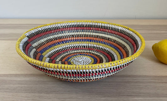 African Woven Basket, Senegal Basket, Woven Bowl, Natural Palm Fiber, Dining Centerpiece, Fruit & Bread Basket