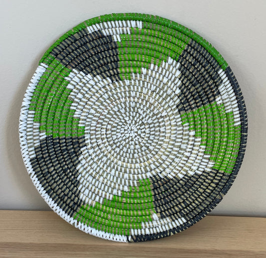 African Woven Round Pad/Pot Holder/Trivet, Woven Senegal Wall Decoration, Natural Palm Fiber, 13" Diameter