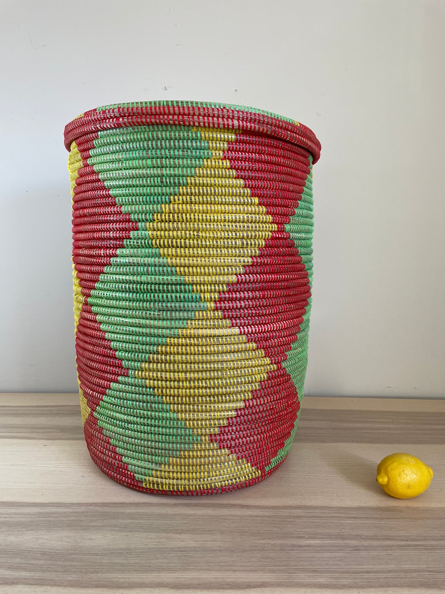 African Extra-Large Woven Basket, Senegal Laundry Basket/Hamper, 23" Tall/18" Diameter