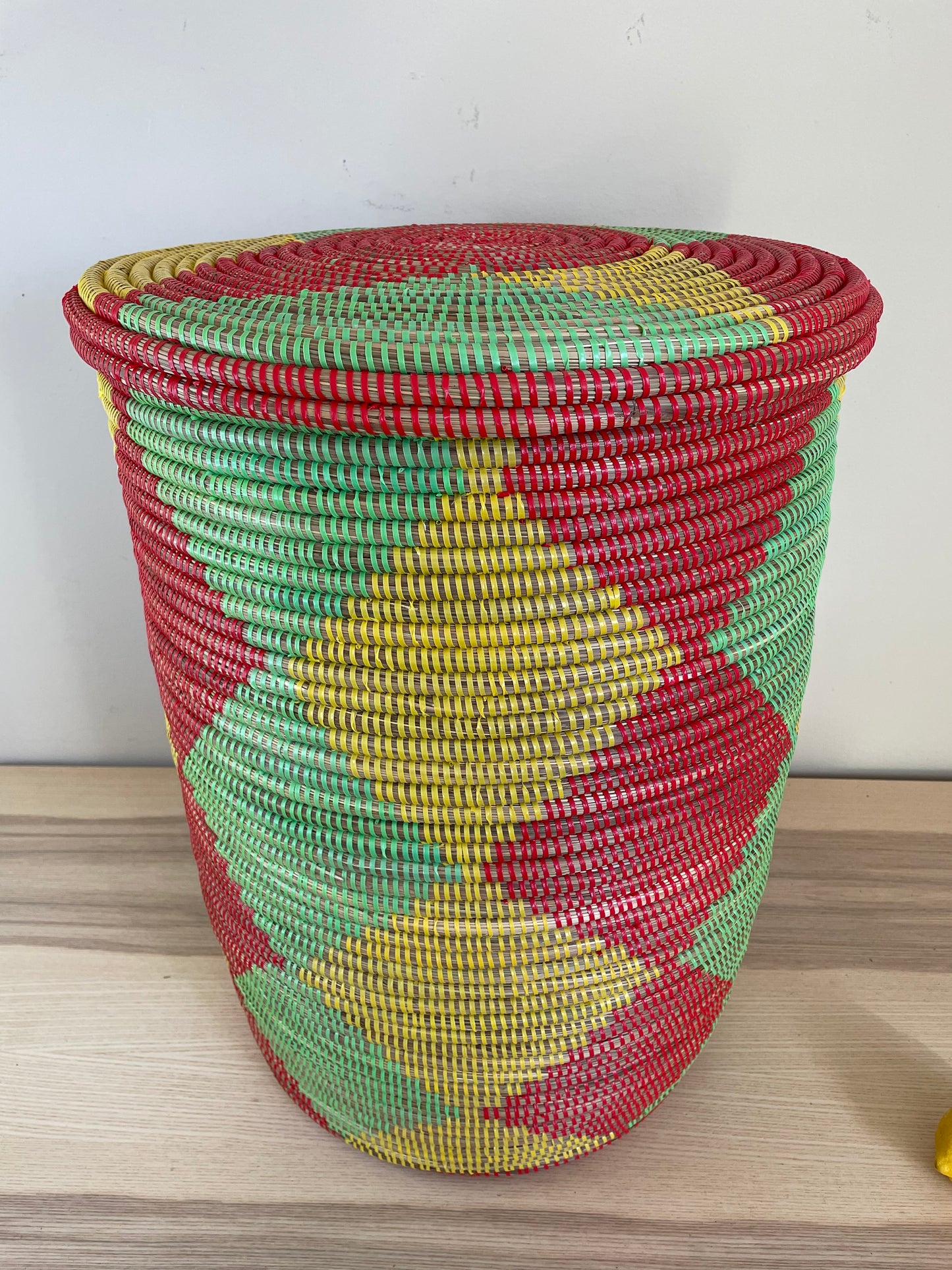 African Extra-Large Woven Basket, Senegal Laundry Basket/Hamper, 23" Tall/18" Diameter