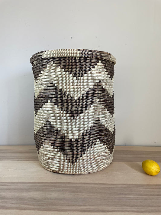 African Extra-Large Woven Basket, Senegal Laundry Basket/Hamper, 24" Tall/18" Diameter