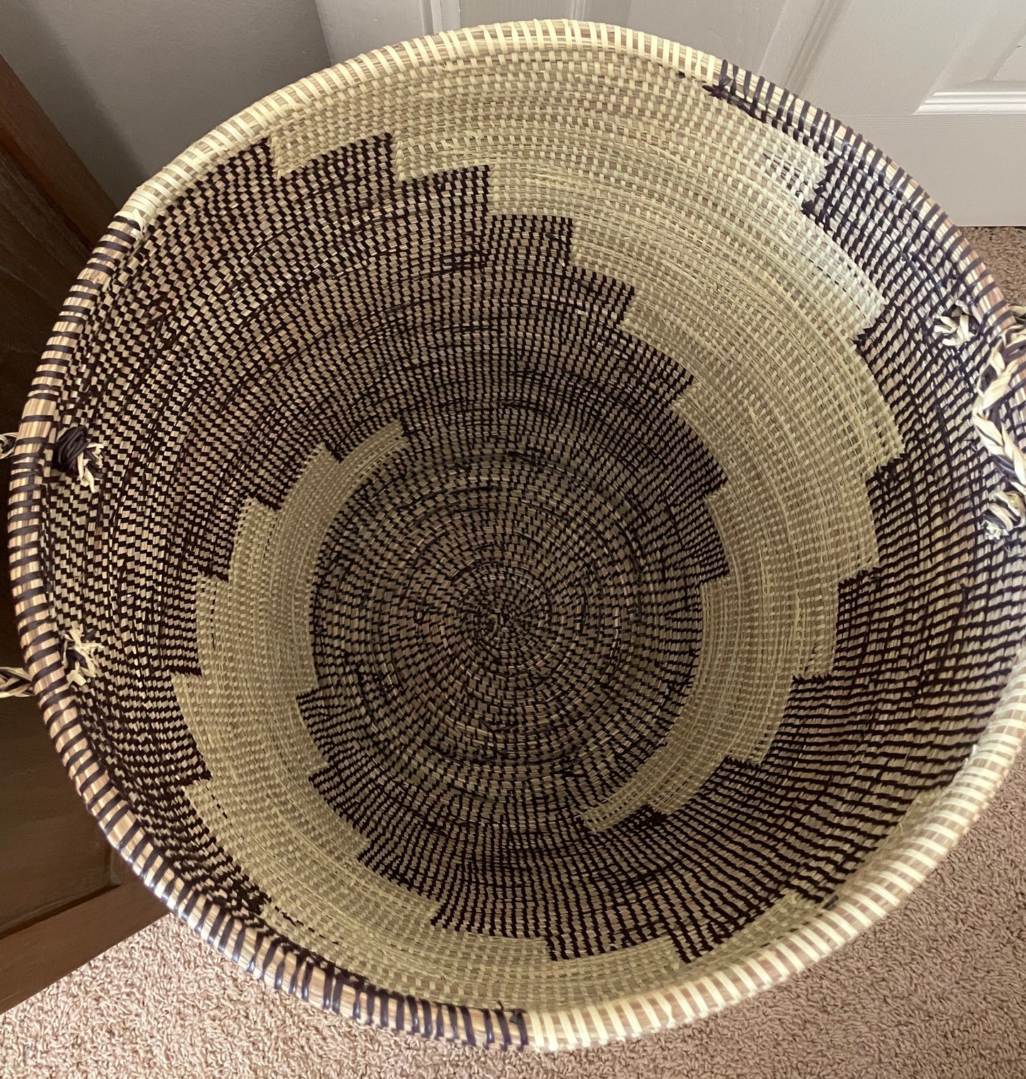 African Extra-Large Woven Decorative Basket, Senegal Laundry Basket/Hamper, 31" Tall/19" Diameter, Home Decor