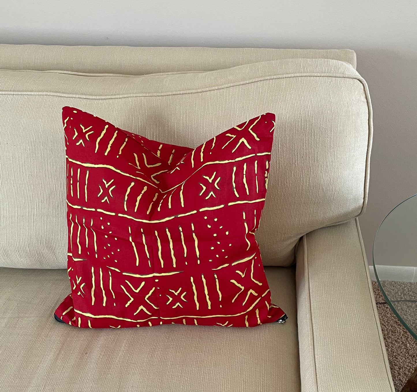 African Decorative Pillow Cover with Real Wax Block Print Fabric, Imported Authentic Handmade in Senegal, Sofa Pillow Cover