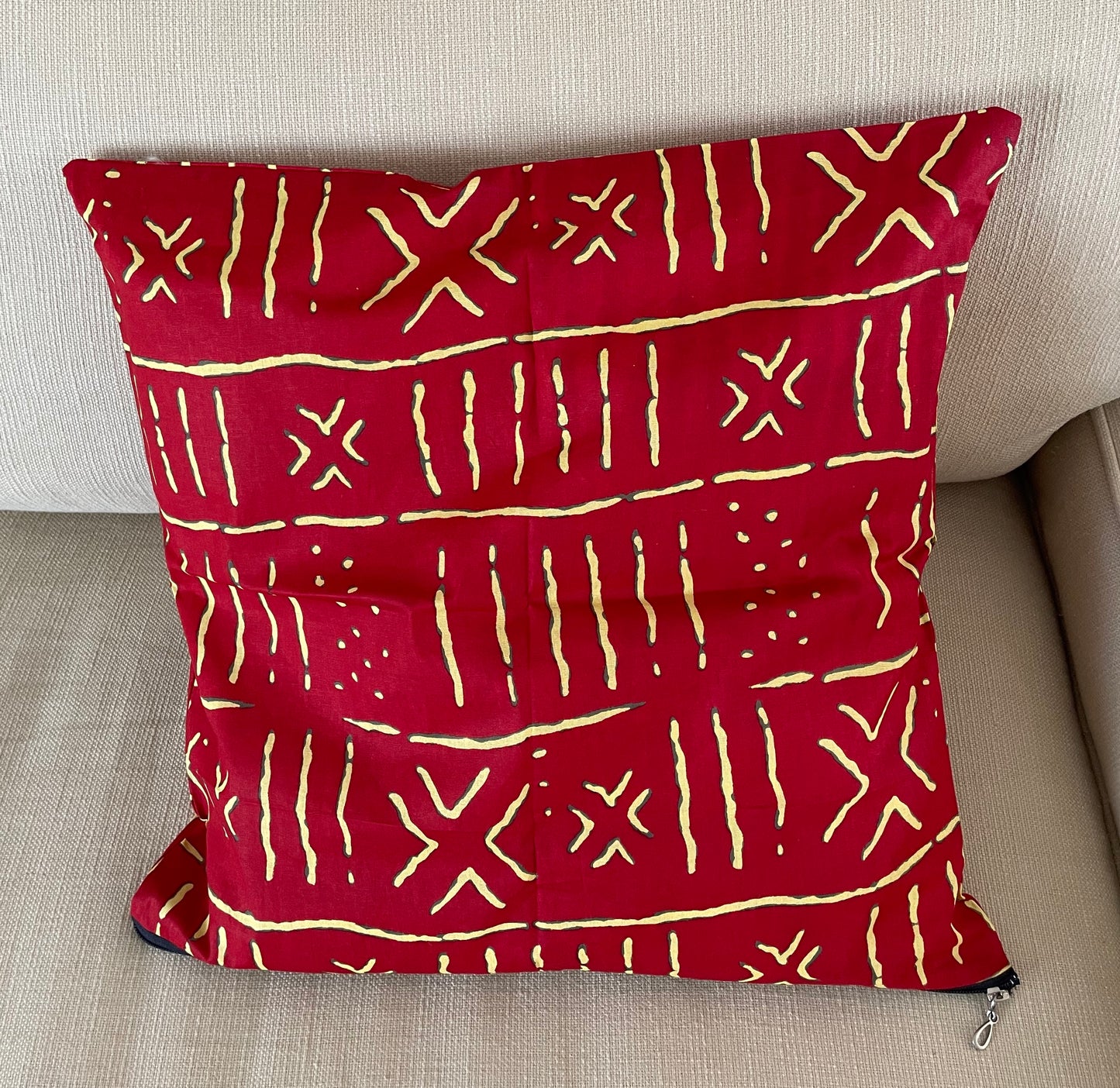 African Decorative Pillow Cover with Real Wax Block Print Fabric, Imported Authentic Handmade in Senegal, Sofa Pillow Cover