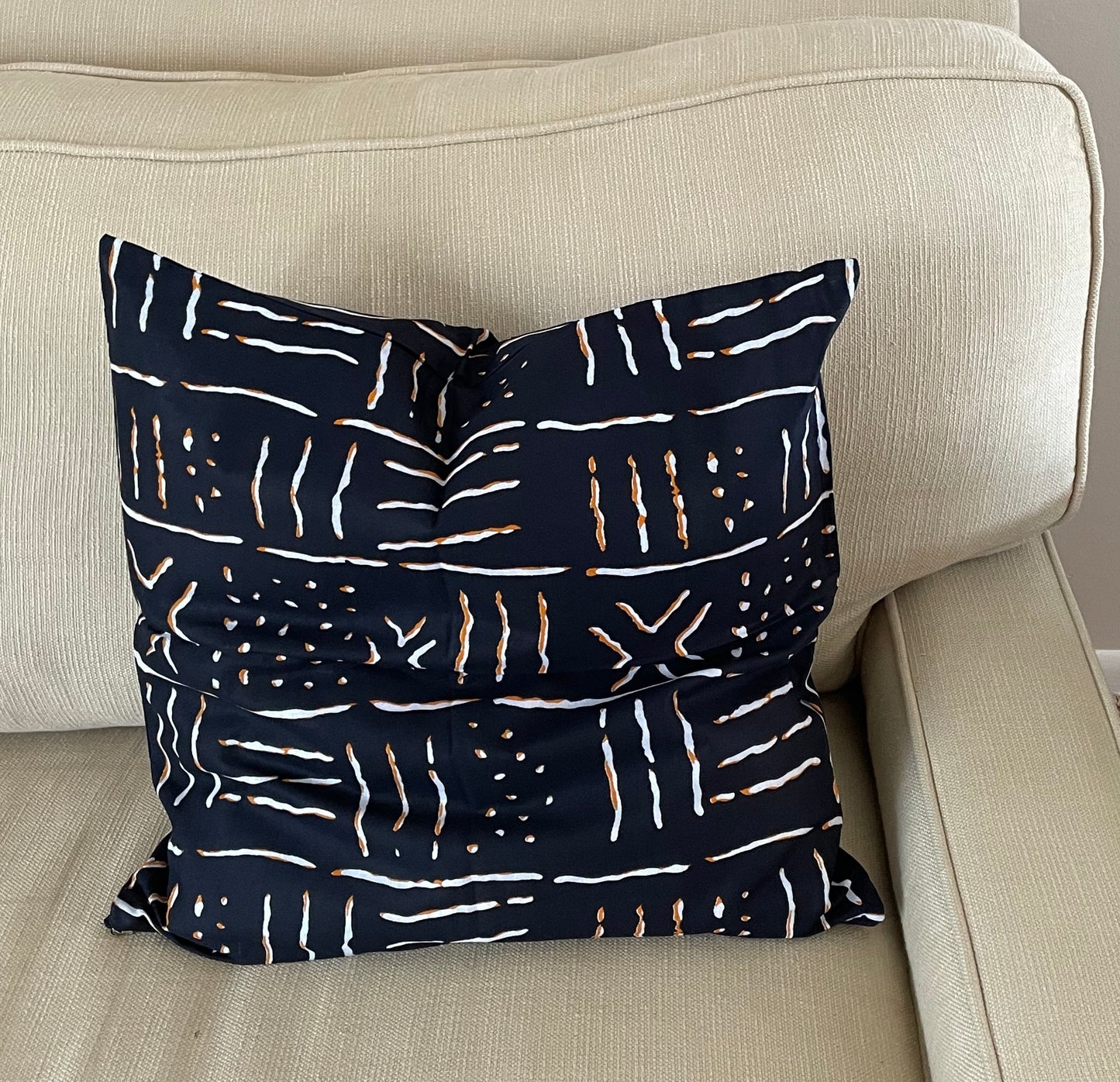 African Decorative Pillow Cover with Real Wax Block Print Fabric, Imported Authentic Handmade in Senegal, Sofa Pillow Cover