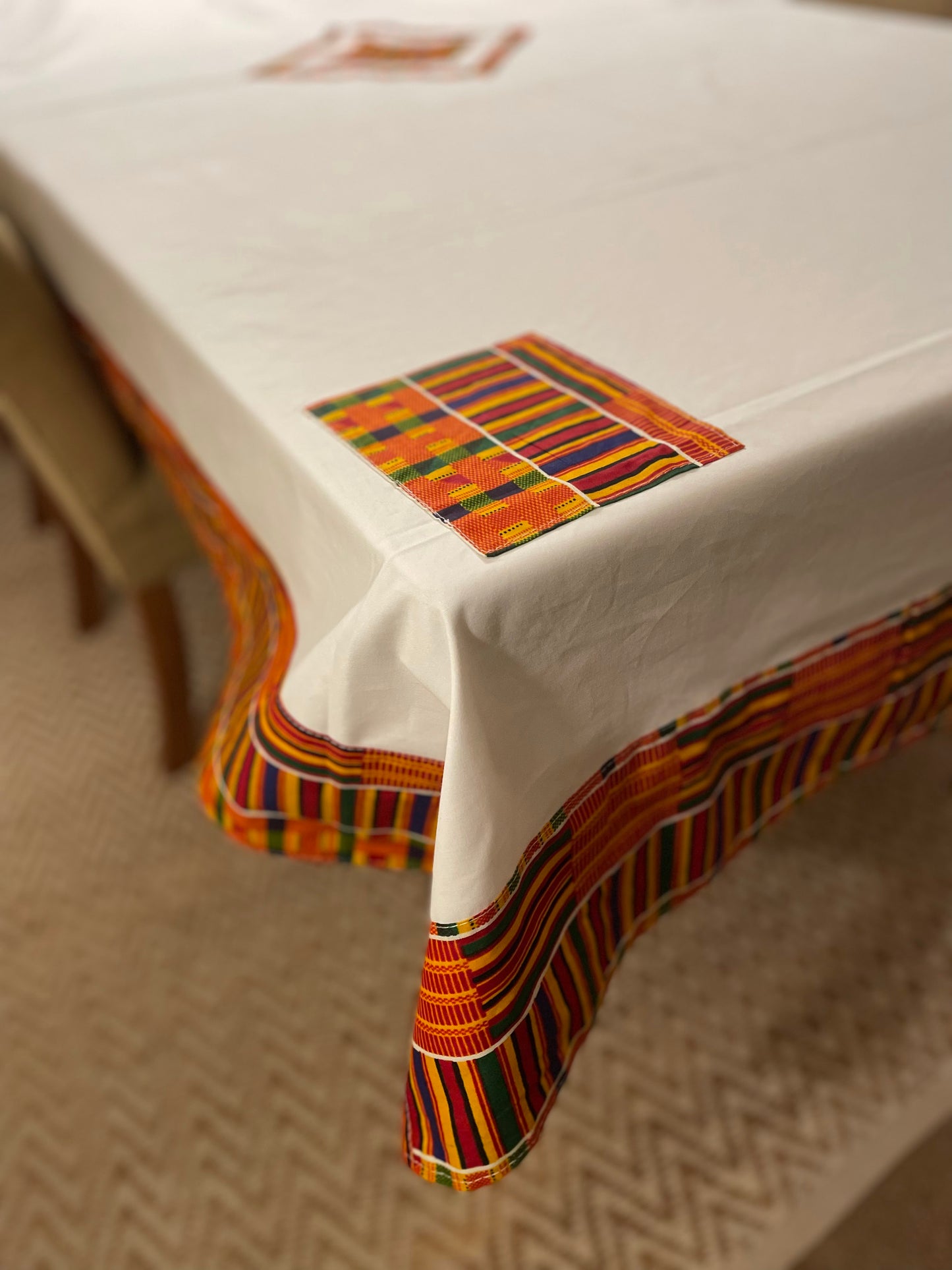 African Tablecloth with Real Wax Block Print Fabric, Imported Authentic Handmade in Senegal, Dining Room Décor, Kitchen Decor