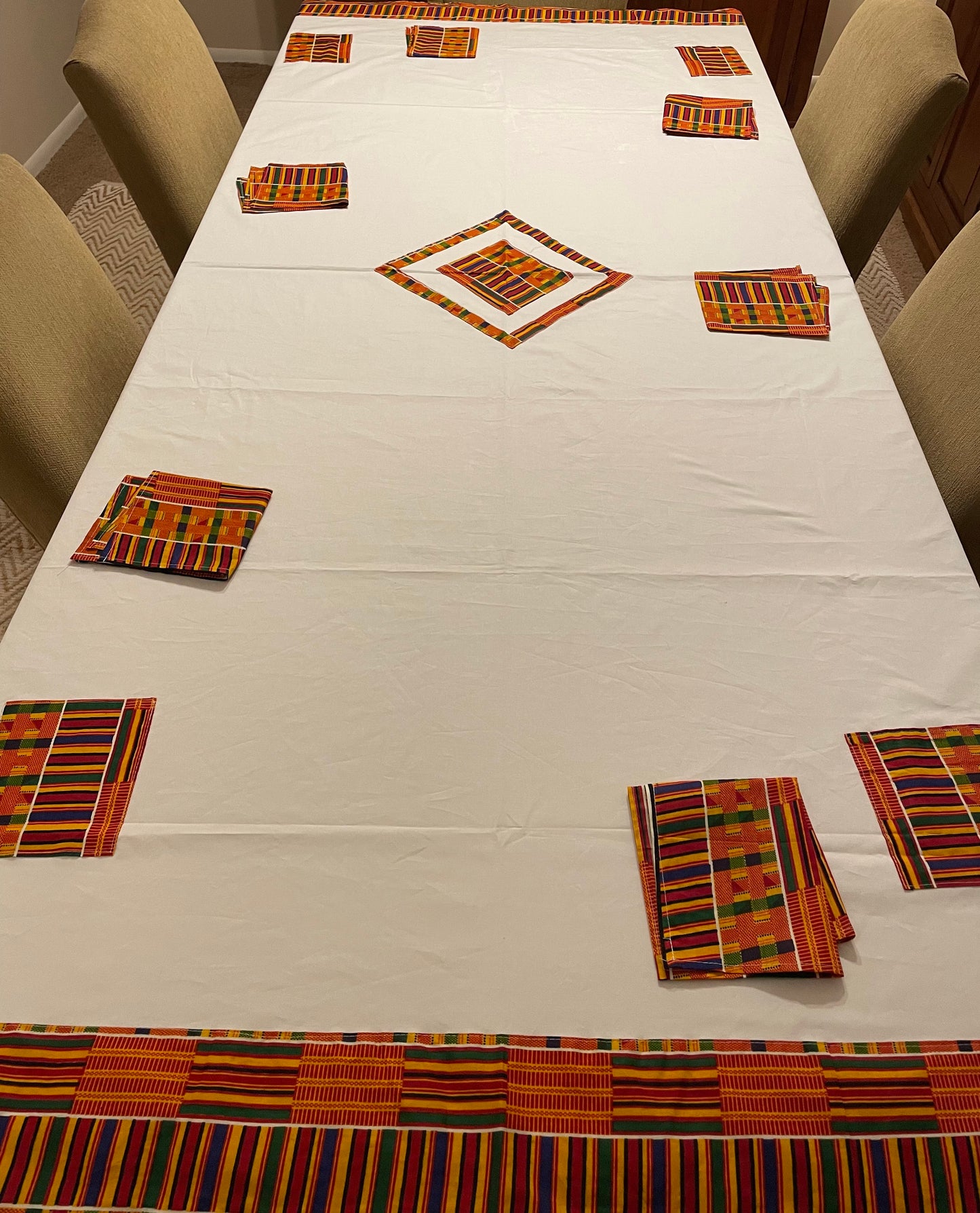 African Tablecloth with Real Wax Block Print Fabric, Imported Authentic Handmade in Senegal, Dining Room Décor, Kitchen Decor