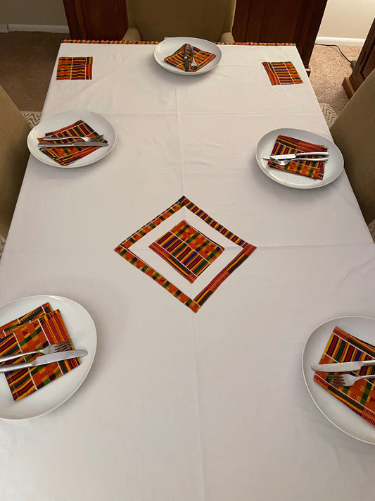 African Tablecloth with Real Wax Block Print Fabric, Imported Authentic Handmade in Senegal, Dining Room Décor, Kitchen Decor