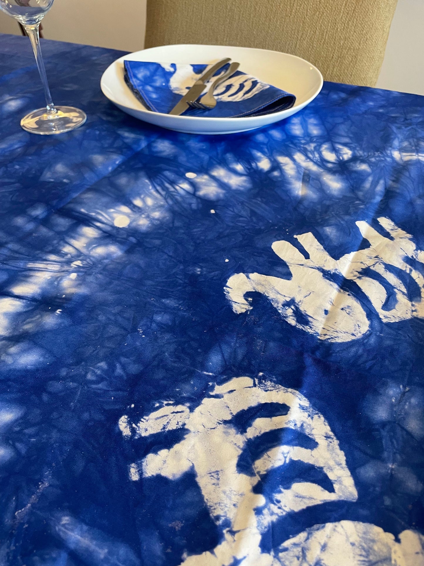 African Batik Handprinted Tablecloth, Imported Authentic Handmade in Senegal, Dining Room Décor, Kitchen Decor, Elephant Design