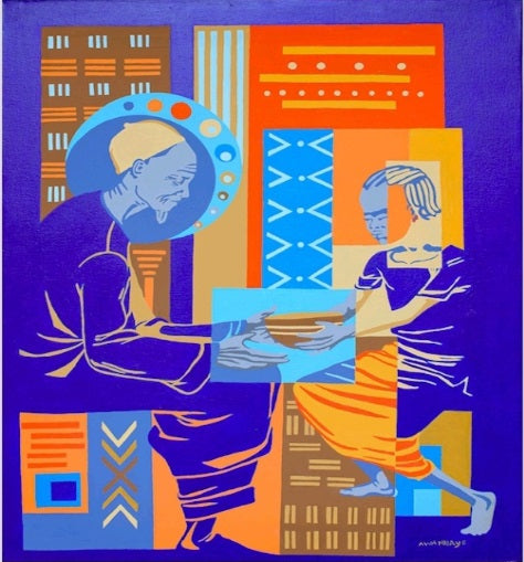 "Emergence" Original Acrylic Painting by Senegal Painter Awa Ndiaye, Contemporary Emerging African Art, Woman Artist