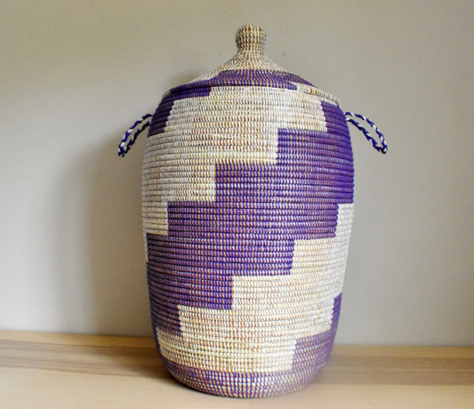 African Extra-Large Woven Basket, Senegal Laundry Basket/Hamper, Storage Basket, 30" Tall/18" Diameter