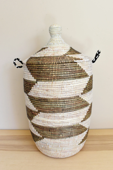 African Extra-Large Woven Basket, Senegal Laundry Basket/Hamper, Storage Basket, 30" Tall/18" Diameter