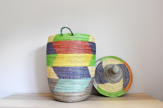 African Jumbo Woven Basket, Senegal Laundry Basket/Hamper, storage basket, 36" Tall/21" Diameter