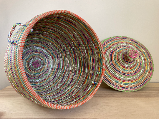 African Extra-Large Woven Basket, Senegal Laundry Basket/Hamper, Storage Basket, 30" Tall/18" Diameter