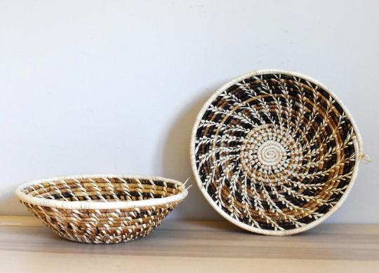 African Banana Leaf Woven Basket, 100% Natural Fiber, Uganda Bowl, Perfect for Decoration, Fruit & Bread, 12" Diameter