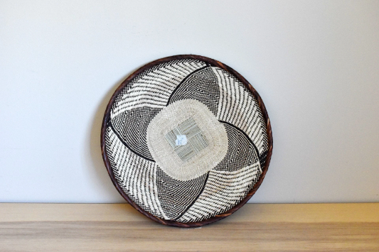 African Woven Binga Basket, Zimbabwe Tonga Basket, Woven Bowl, Natural Fiber, Dining Centerpiece, Fruit & Bread Basket, 15" Diameter