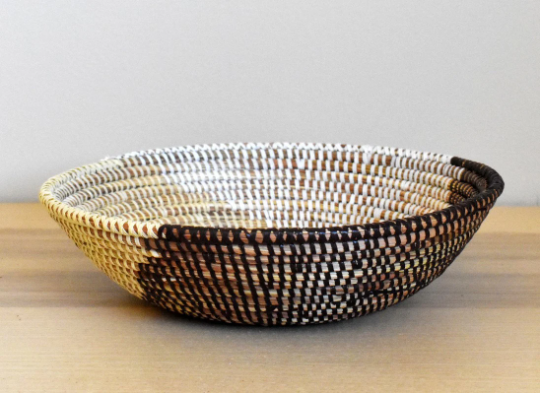 African Woven Basket, Senegal Basket, Woven Bowl, Natural Palm Fiber, 12" diameter