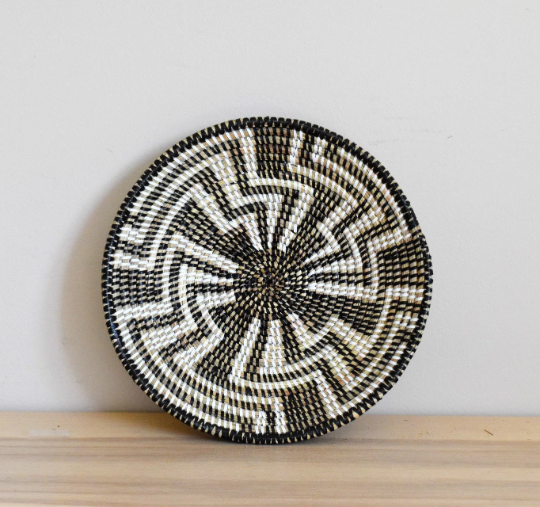 African Woven Basket, Senegal Basket, Woven Bowl, Natural Palm Fiber, 12" diameter