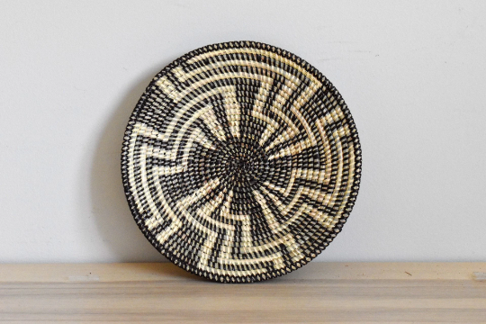 African Woven Basket, Senegal Basket, Woven Bowl, Natural Palm Fiber, 12" diameter