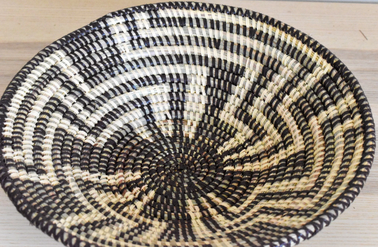 African Woven Basket, Senegal Basket, Woven Bowl, Natural Palm Fiber, 12" diameter